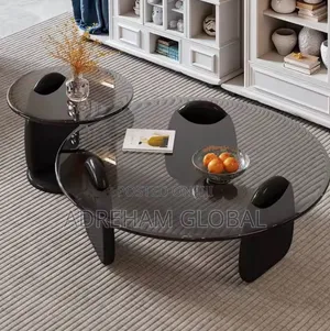 Modern Round Glass Double Center Table Living Room Side Tables Luxury