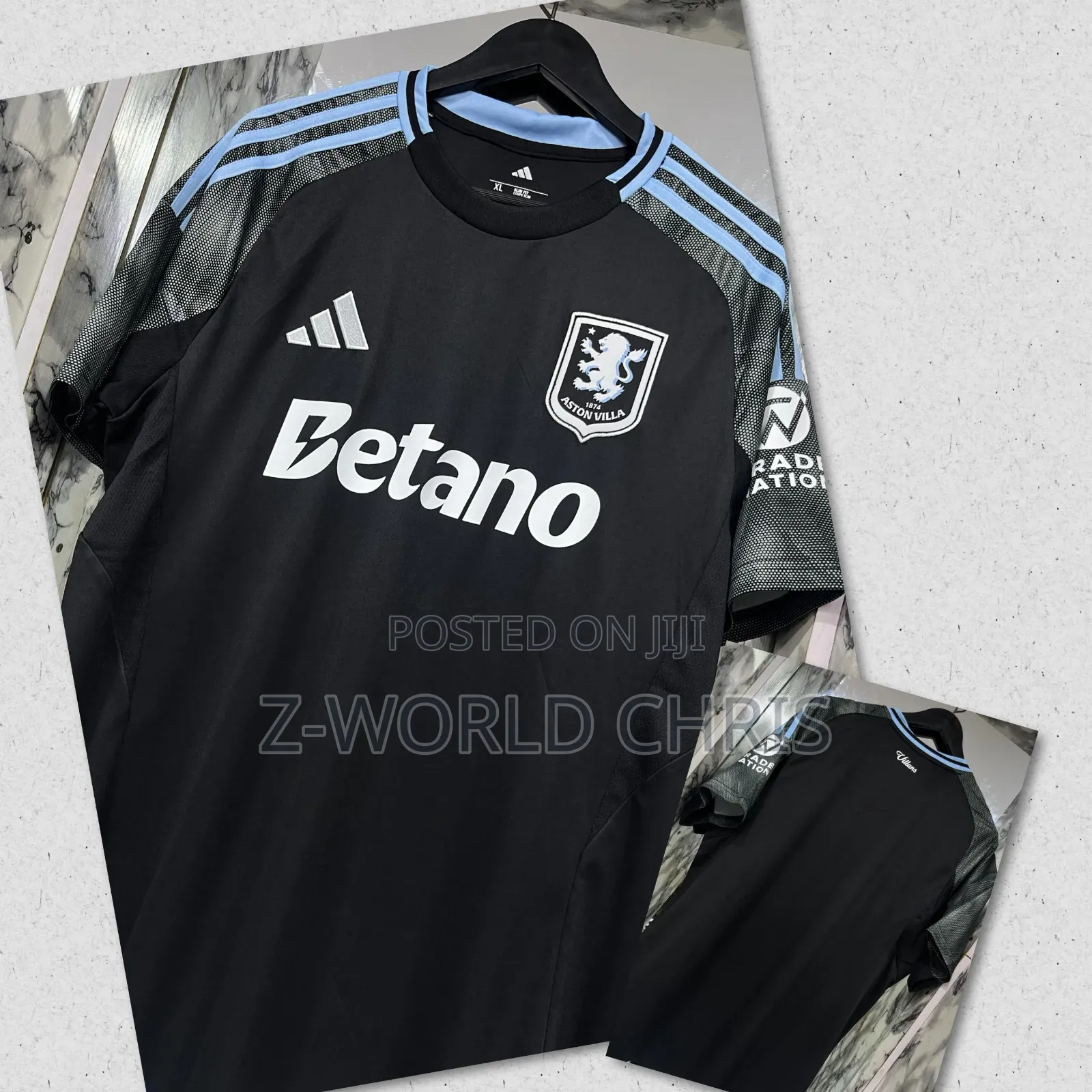 Aston Villa Official 25/26 Away Black Jersey