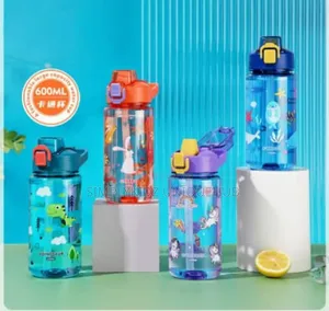 600ml Children Cartoon Animal Water Bottle Cup With Straw