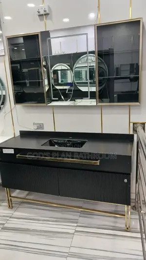 Black Cabinet Basin With Mirror