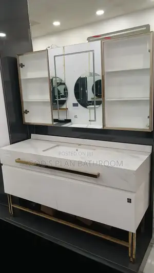 White Cabinet Basin With Mirror