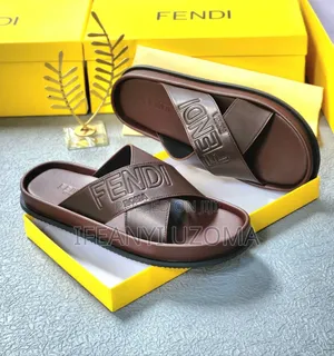 Fendi Brown Color Luxury Designer Slippers