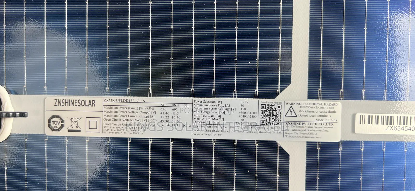 Znshine Solar Panel by Fetcher 630watts
