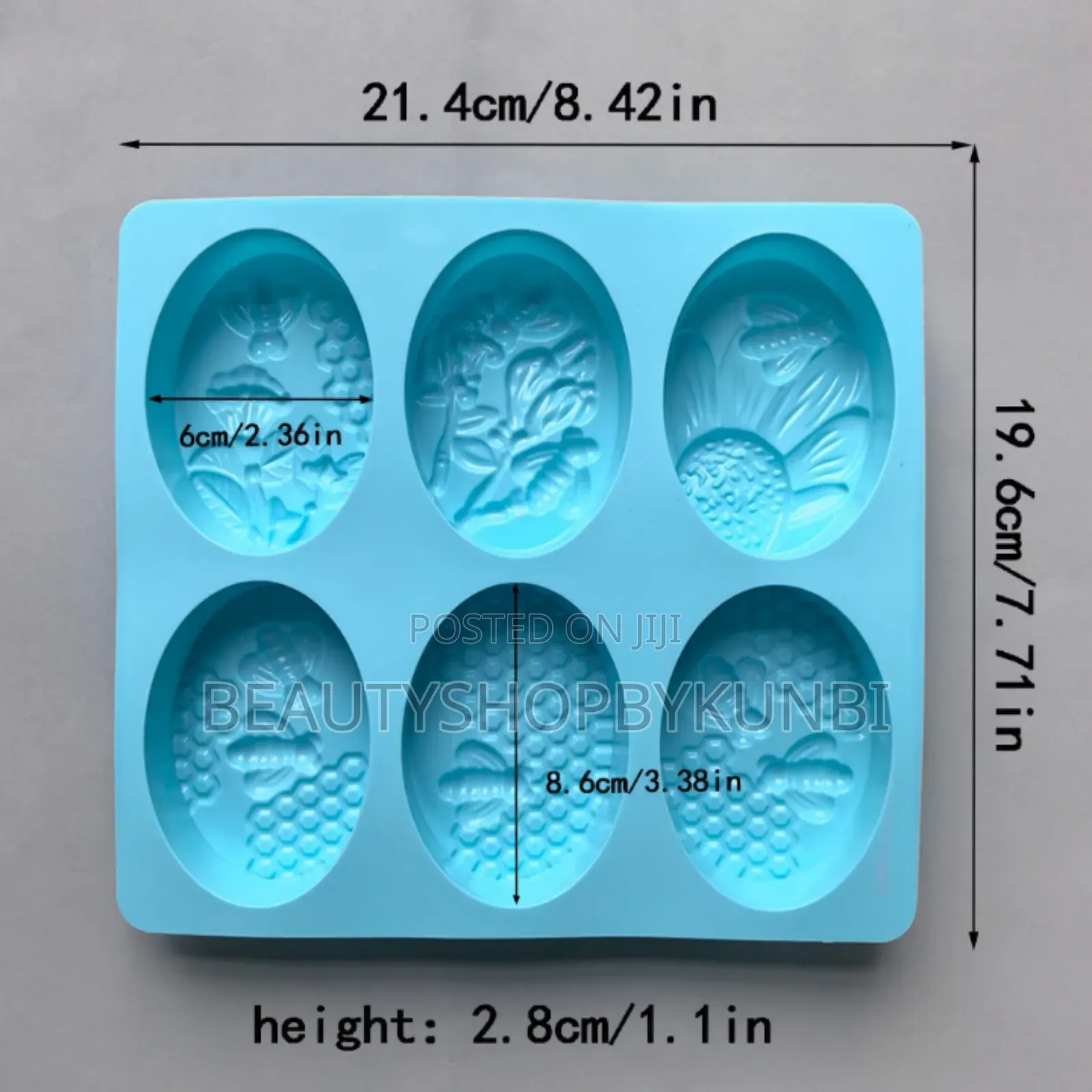 6 Cavity Oval Bees Shaped Silicone Mold
