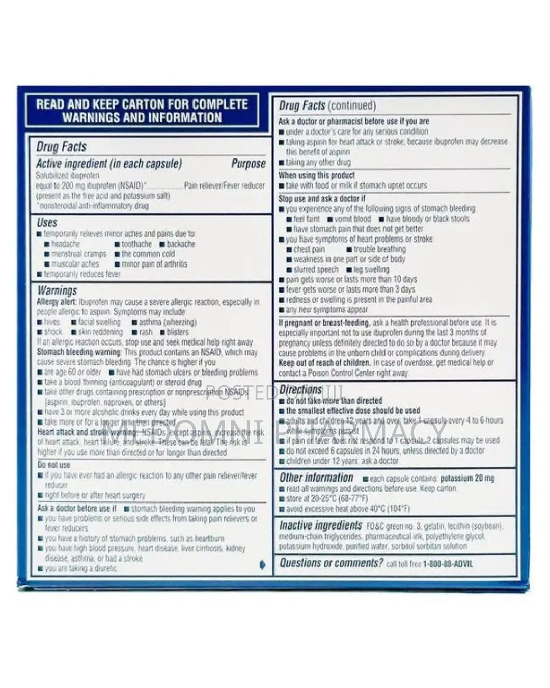 Advil Liquid Gels – 120 Capsules
