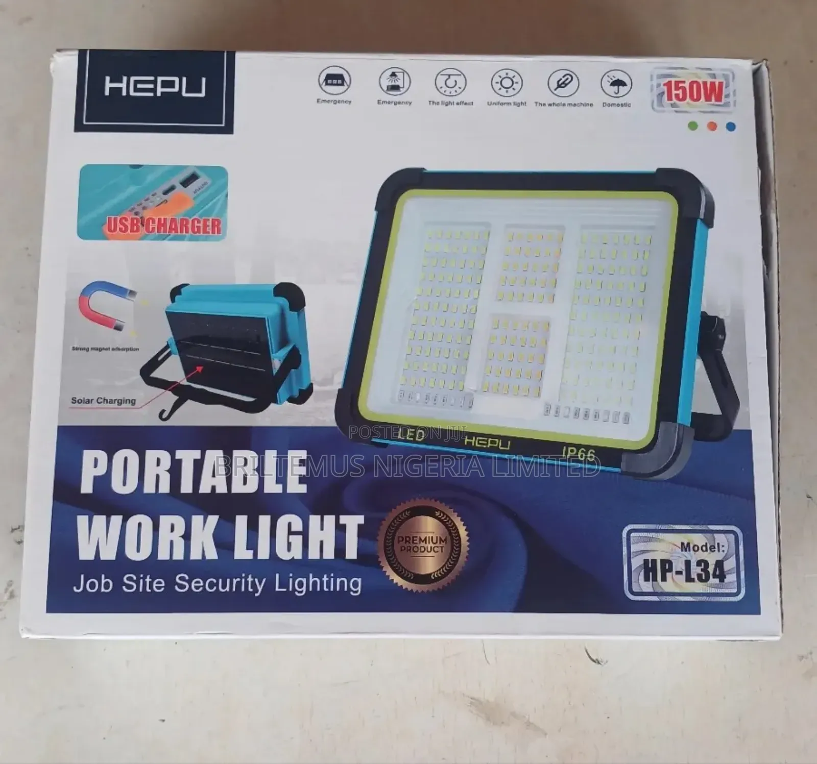 Hepu Portable Solar Work Light 150w