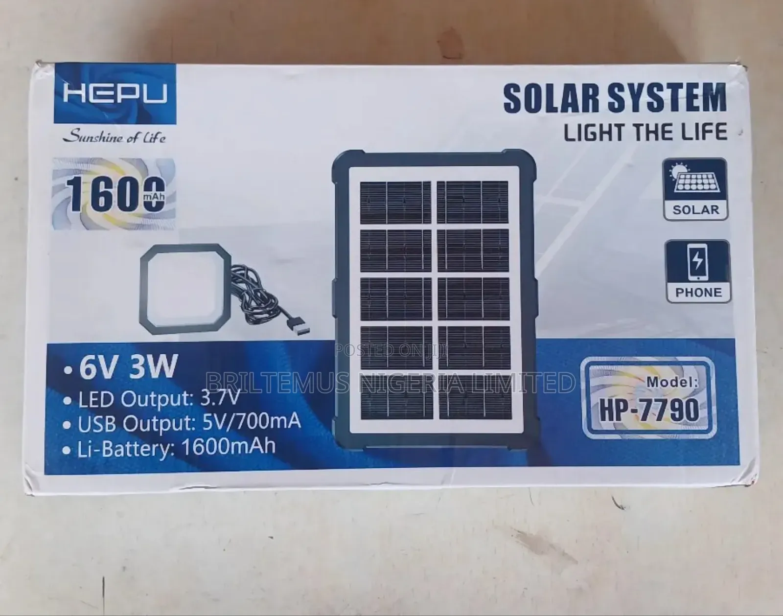 Hepu Solar System 1600mah With 1 Led Bulb
