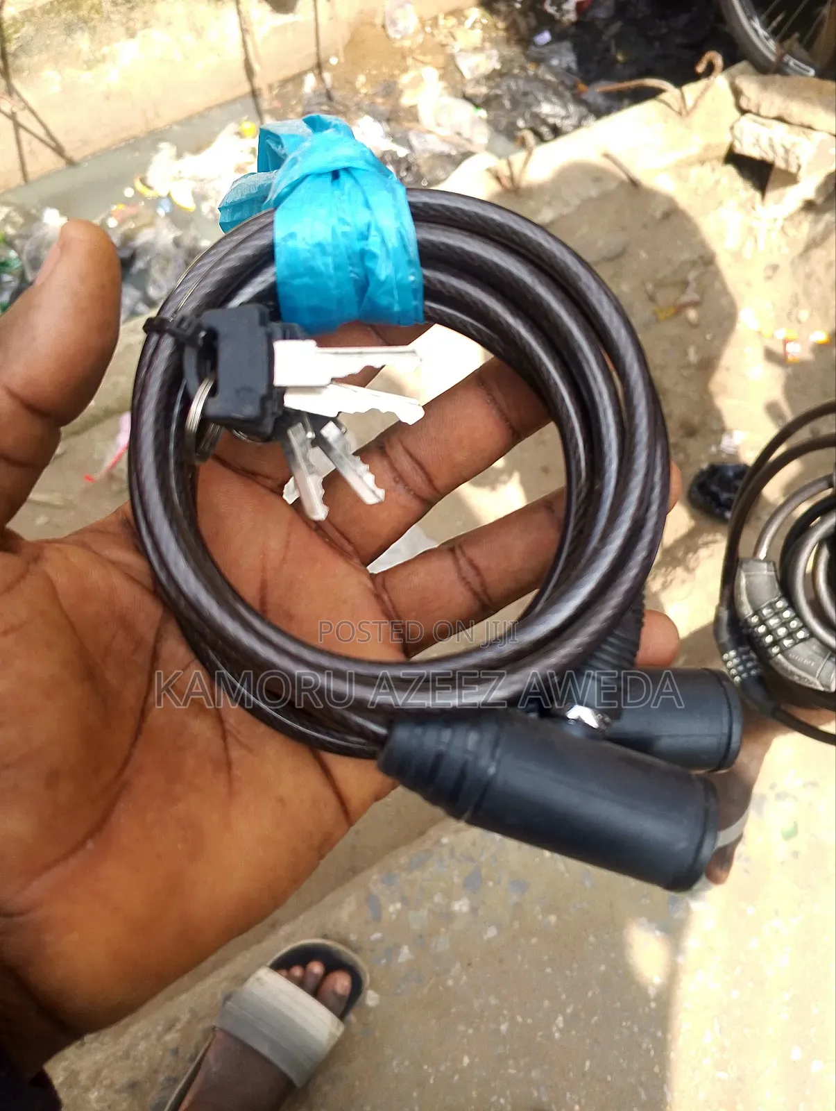 Galvanized Wire Bicycle Lock With Key Original