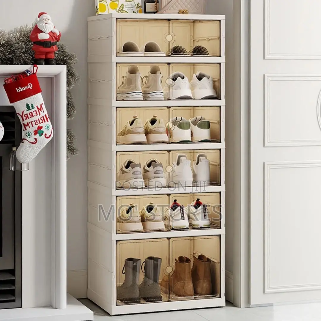 6 Steps Double Plastic Collapsible Shoe Rack