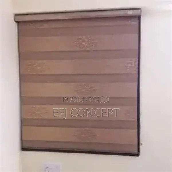 Day And Night Window Blind - Brown Color With Design Pattern