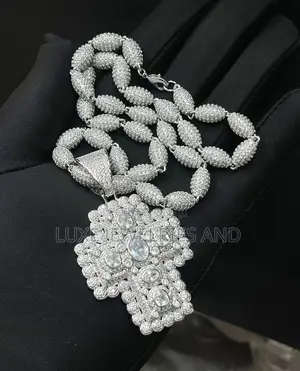 Quality Cz Ice Cross Pendant and Necklace for Men (Passes Tester)