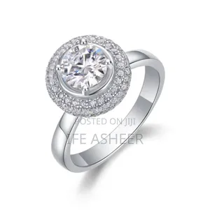 Female Mossanite Diamond Stone Silver Proposal Ring Md3