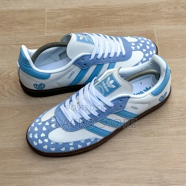 adidas gazelle silver green womens Custom Adidas Samba x CDG Sky Blue – JWCKICKS main image 0