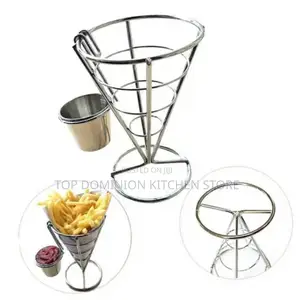 Stainless Steel Chips French Fries Basket With Sauce Bowl