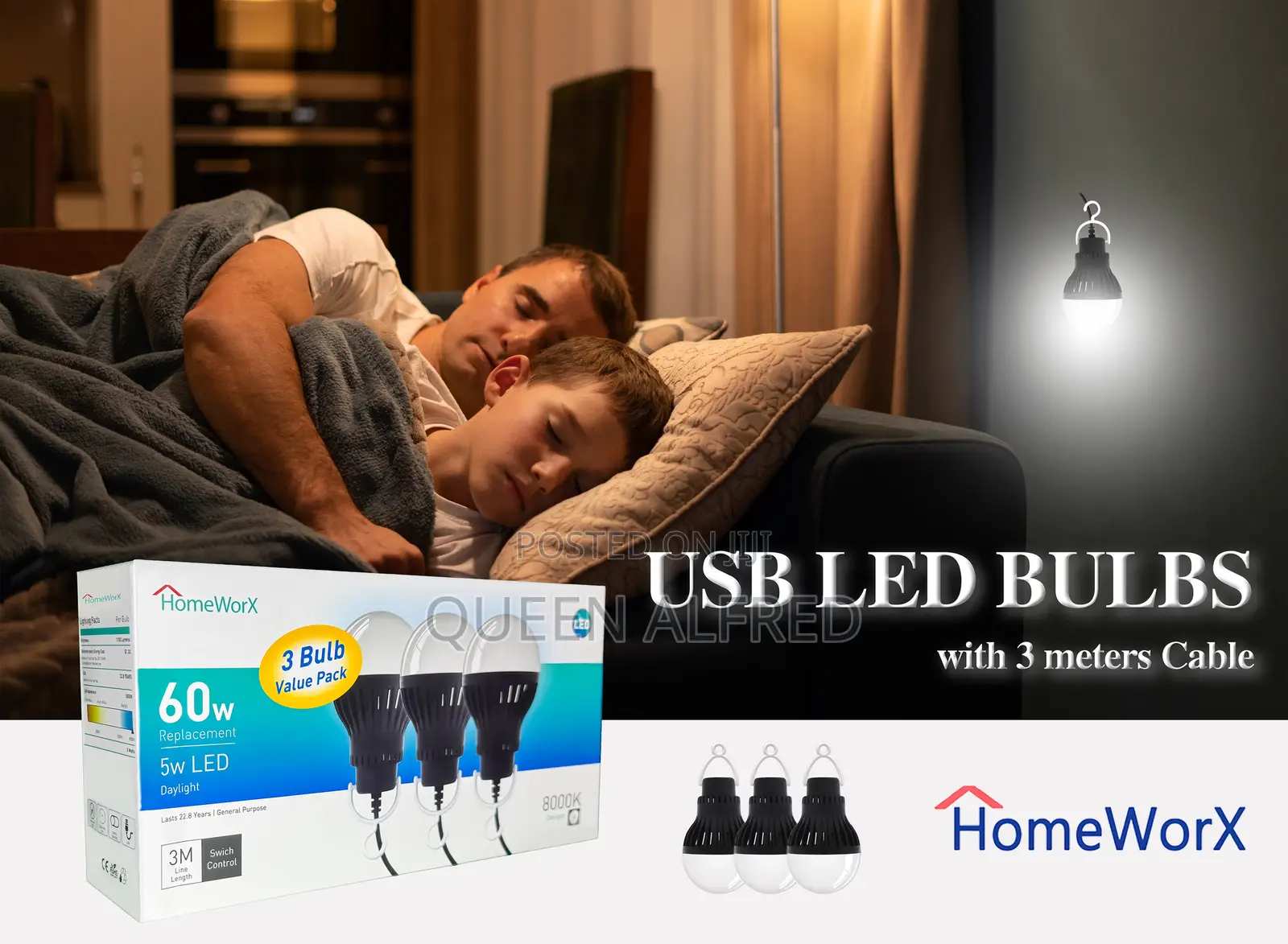 Homeworx Dc 5v Usb Led Light Bulbs With 3 Bulbs Value Pack
