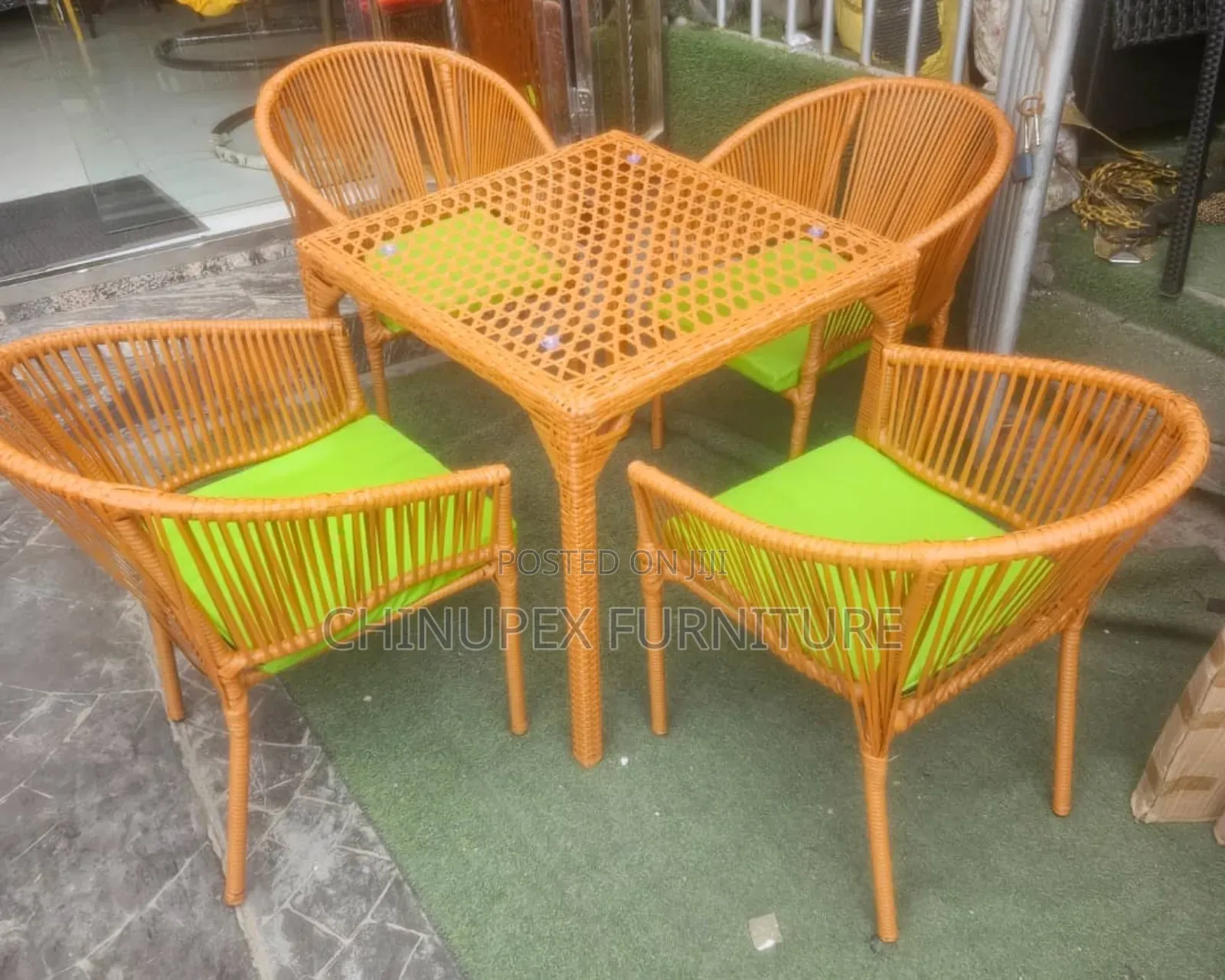 By 4 Seaters Rattan Chairs With Table