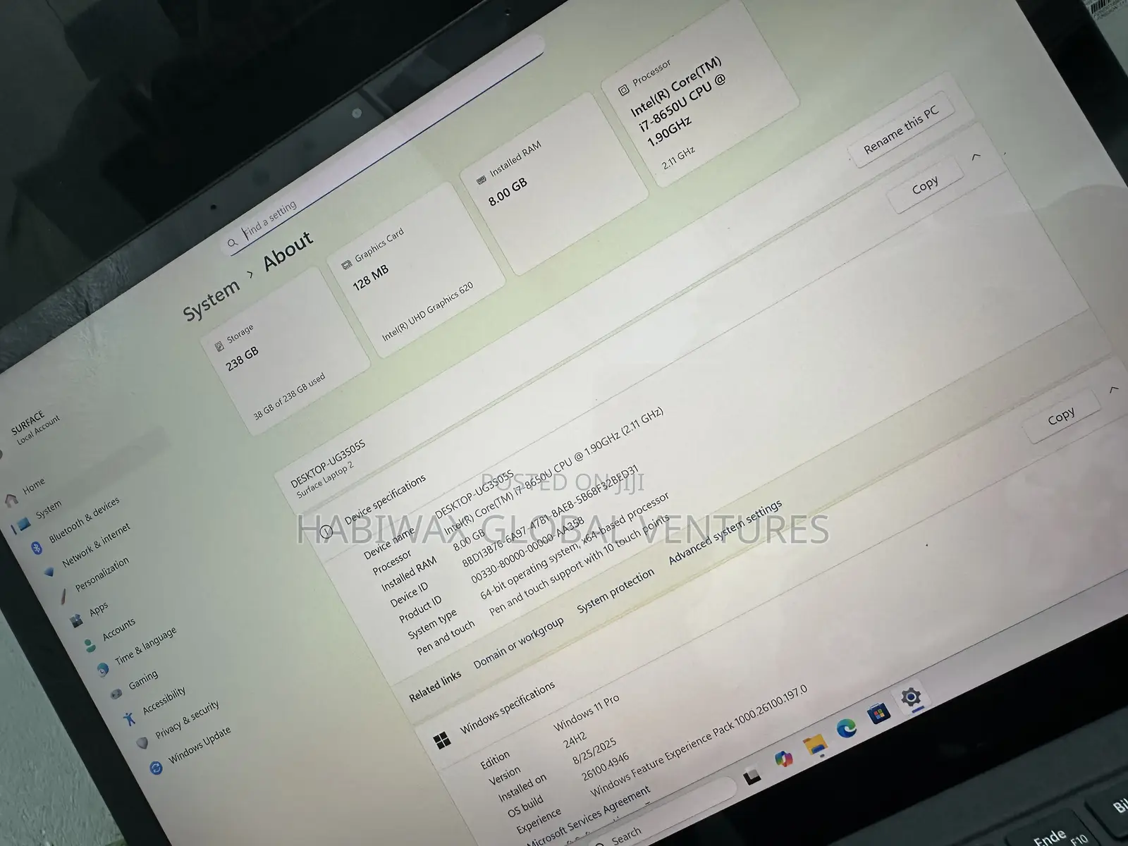 Laptop Microsoft Surface Laptop 2 8GB Intel Core i7 SSD 256GB