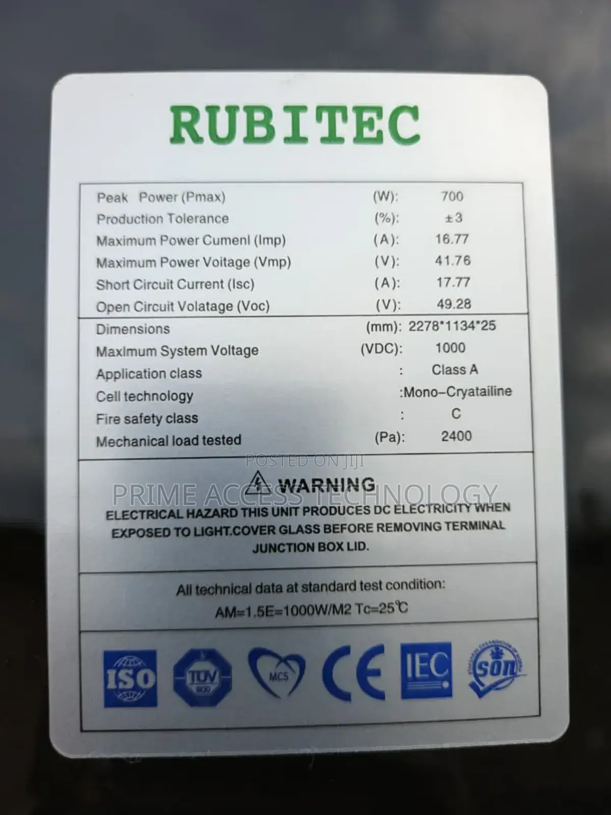 700watts Rubitec Solar Panels