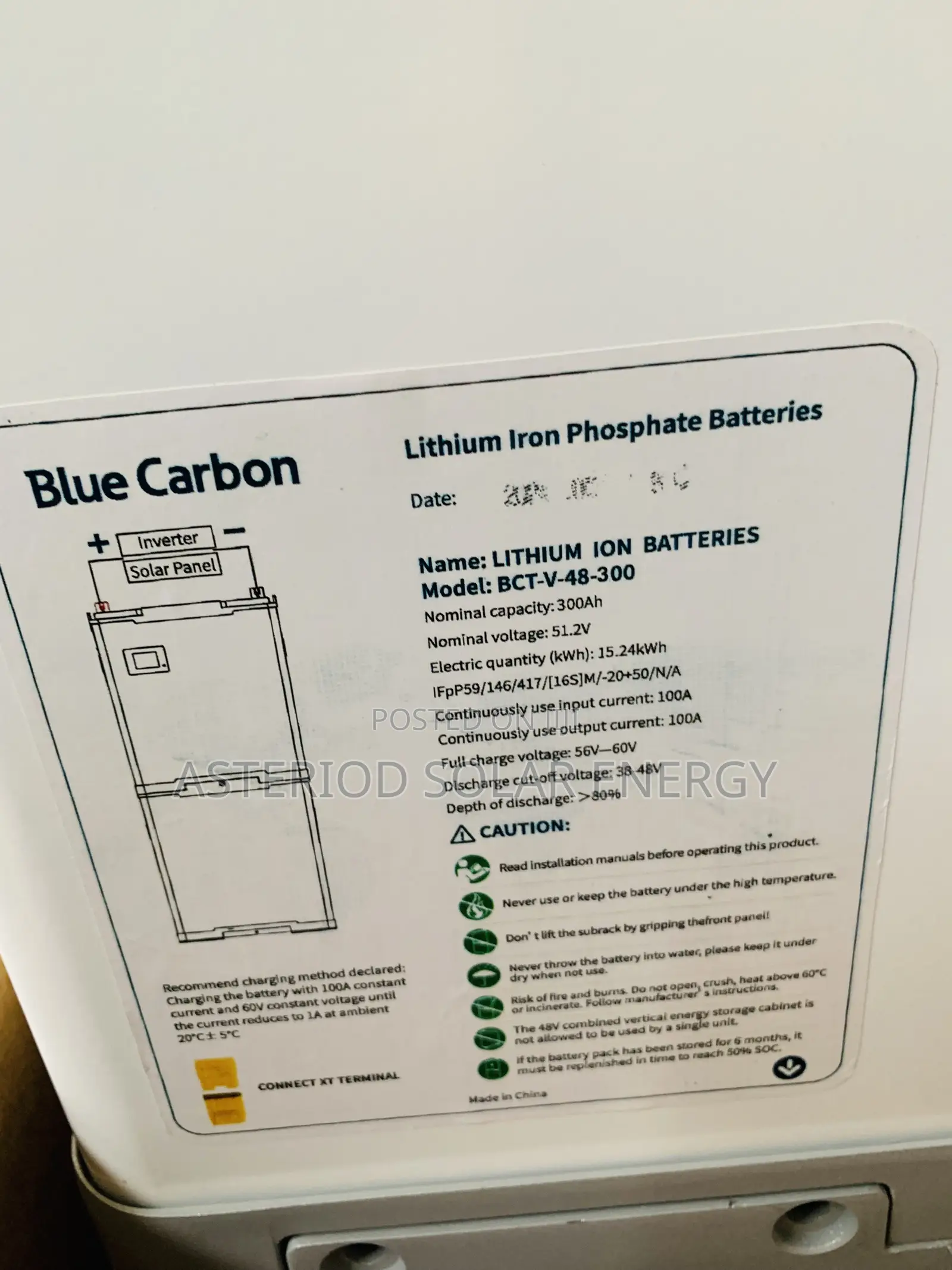 15kwh 51.2v Blue Carbon Lithium Ion Battery(Stackable)