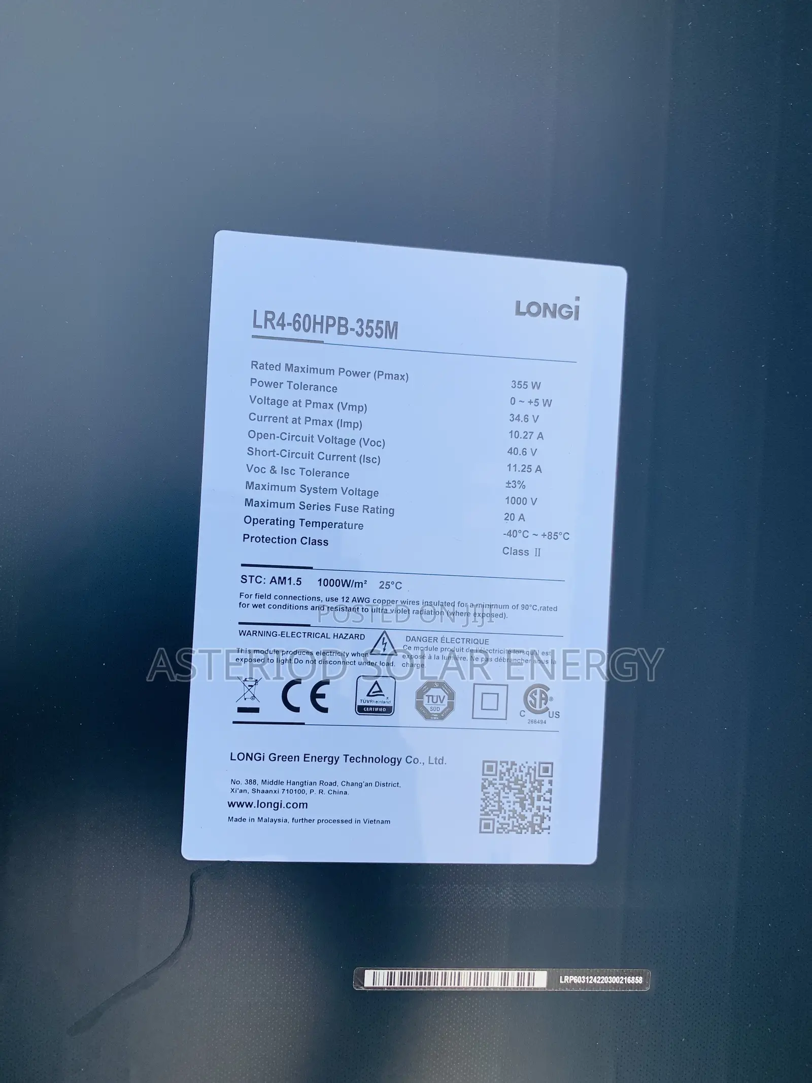 450watts Longi Solar Panel (All Black Panel)