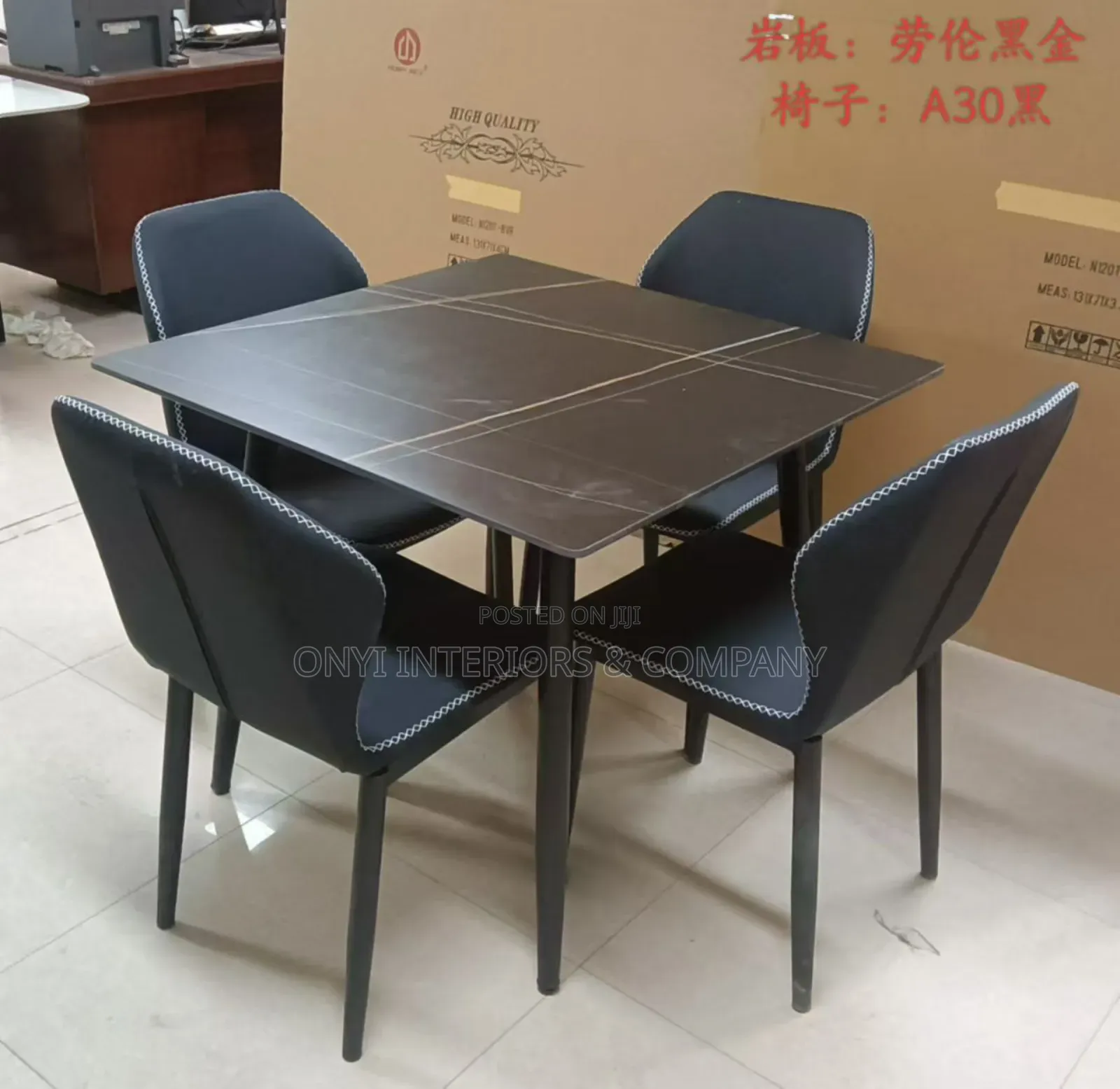 Classic Marble Dining and 4 Leather Seats