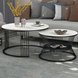 1 + 1 Extendable Marble Center Table ( White Top)