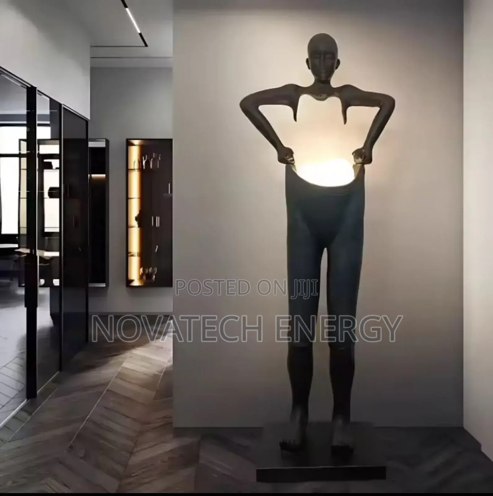 Black Standing Humanoid Light for Aesthetics and Lighting