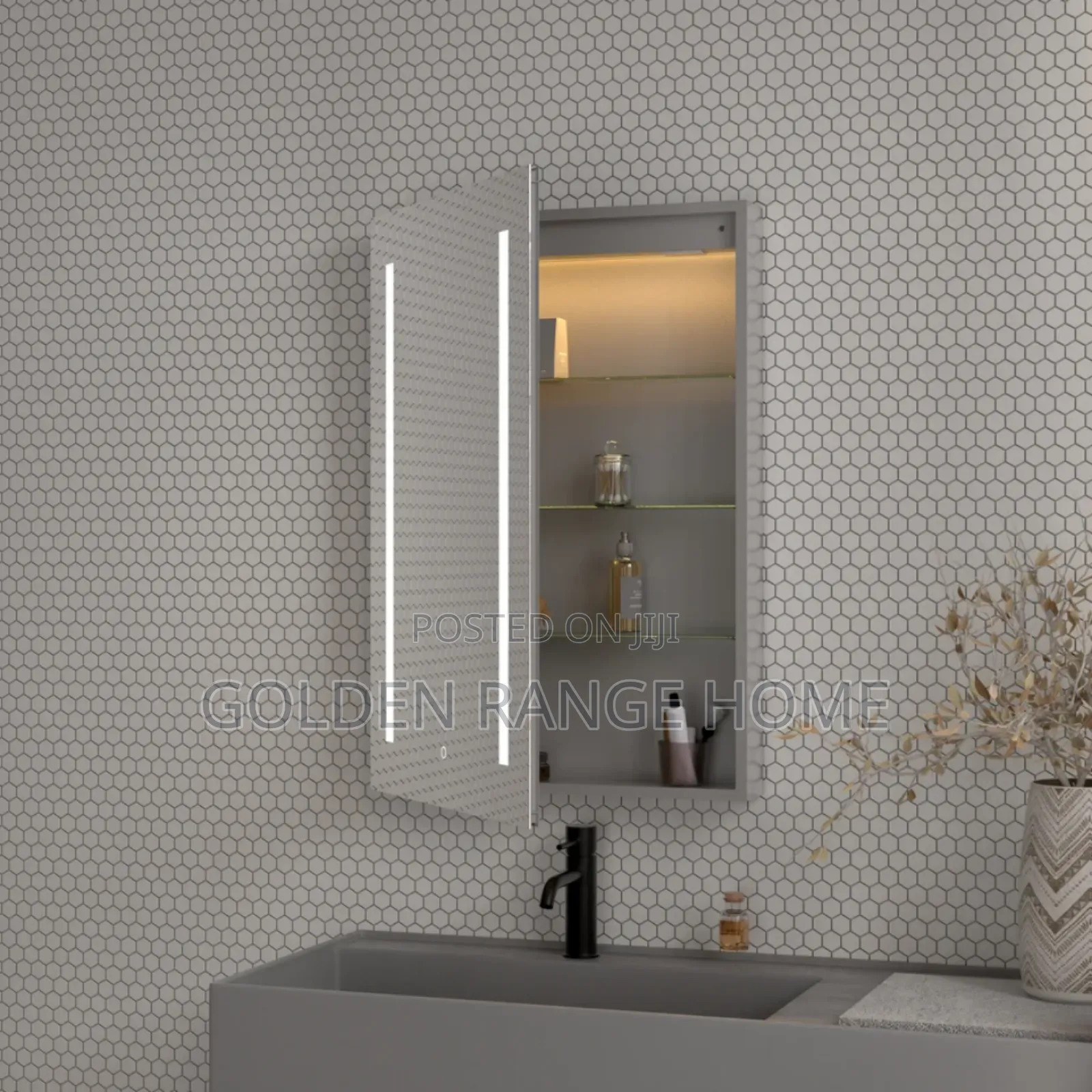 Stainless Single Door Bathroom Mirror Cabinet With Led Light