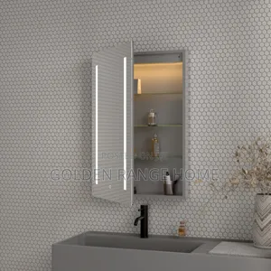 Stainless Single Door Bathroom Mirror Cabinet With Led Light
