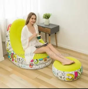 Inflatable Lazy Sofa With Pedal Simple Flocking Folding Sofa .