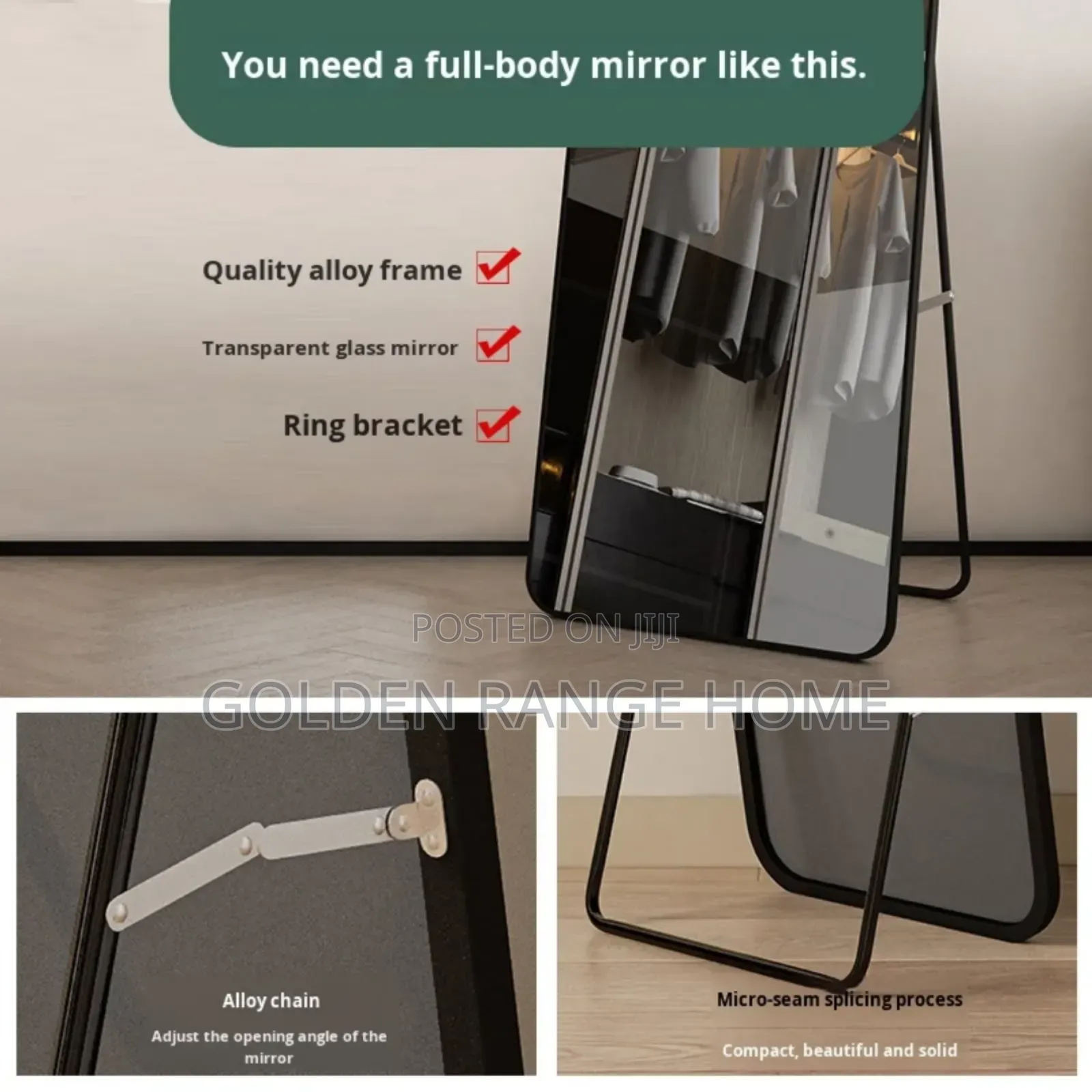 Full Length Black Flame Dressing Mirror