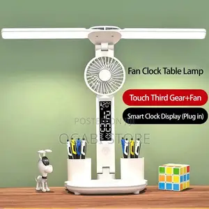 3in1 Multifunctional Desk Lamp With Fan and Clock