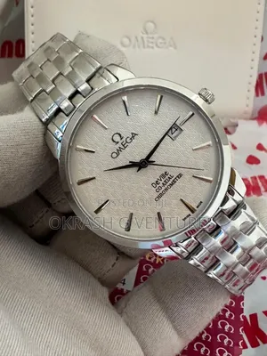 Omega Flat Silver Chain Watch