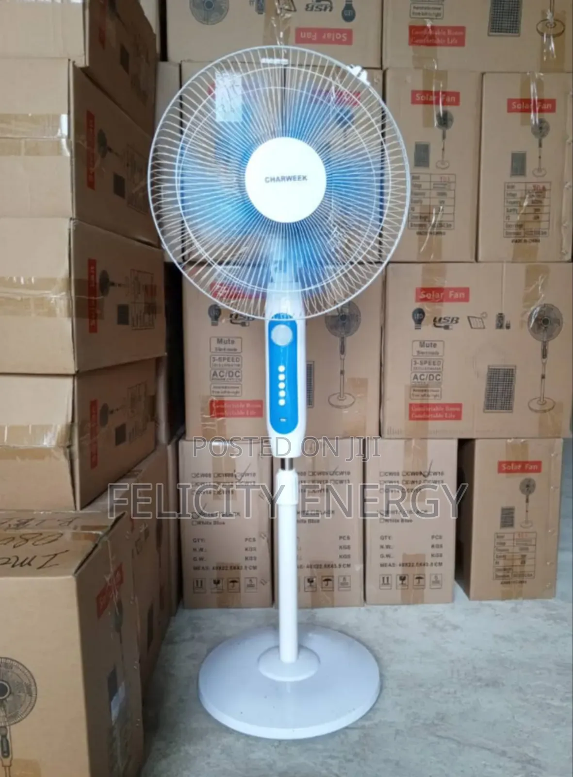 Charweek Rechargeable Solar Fan With Solar Panel,1bulb Usb