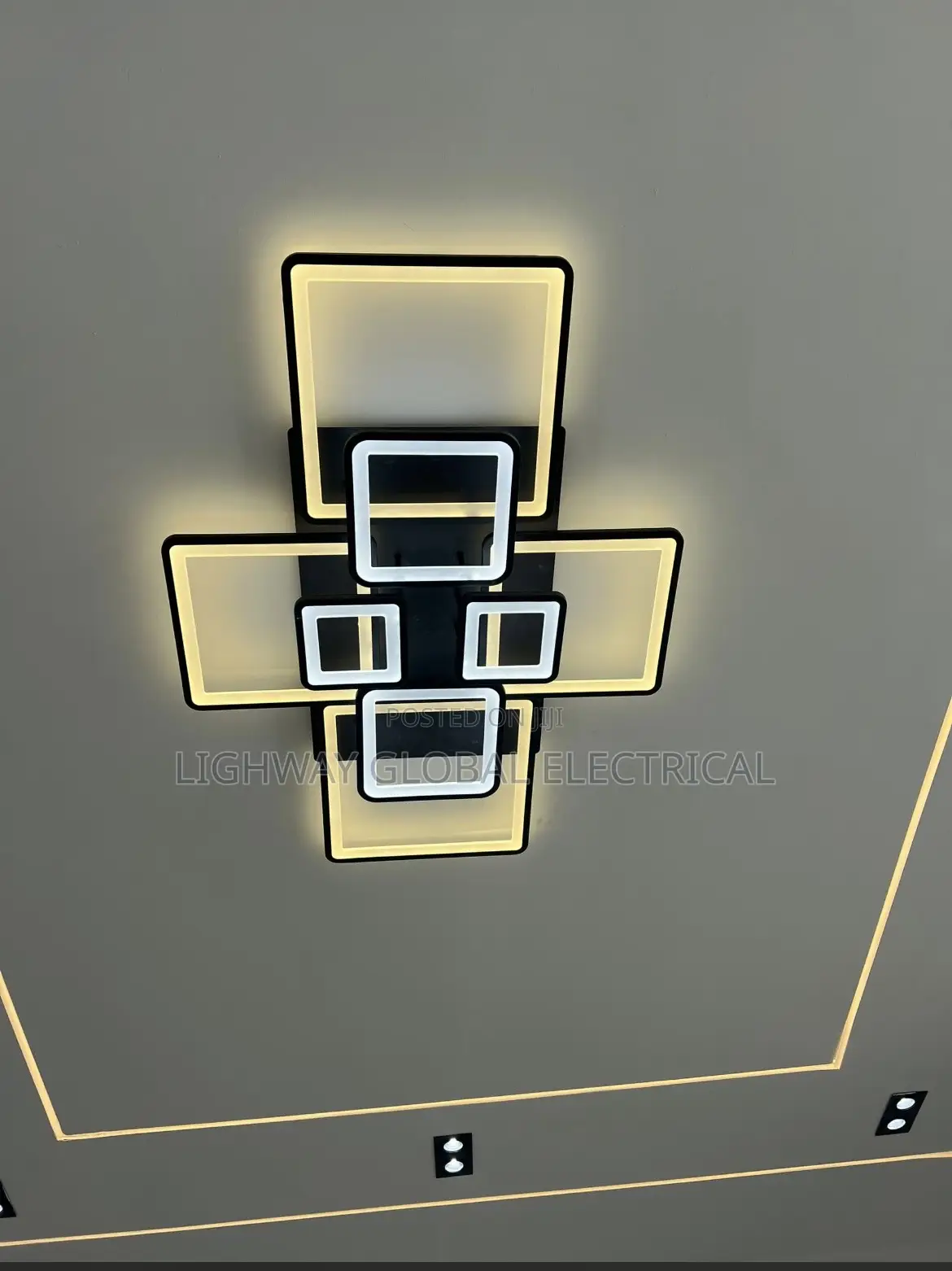 Rectangular Grid Modern Led Flosh Chandelier