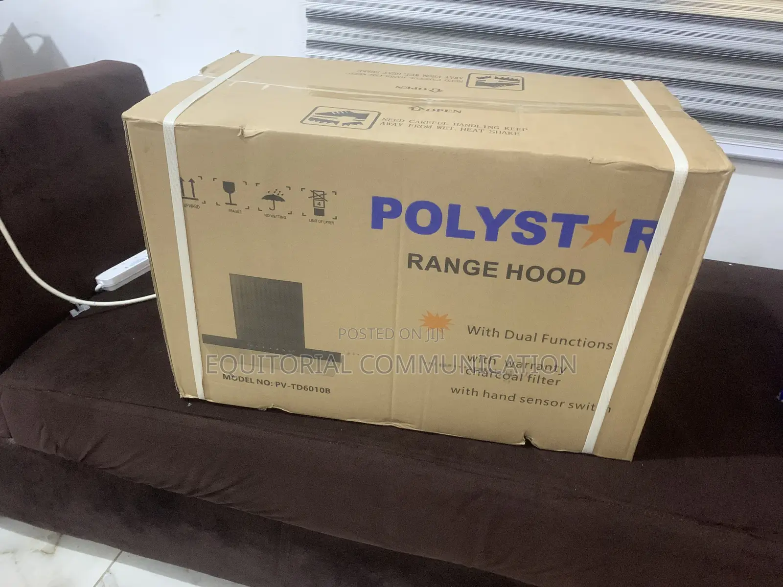Polystar 60cm Black Chimney Hood With Copper Motor