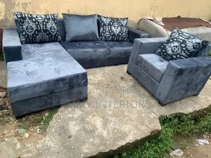L Shaped Fabric Sofa With Single One It's Available