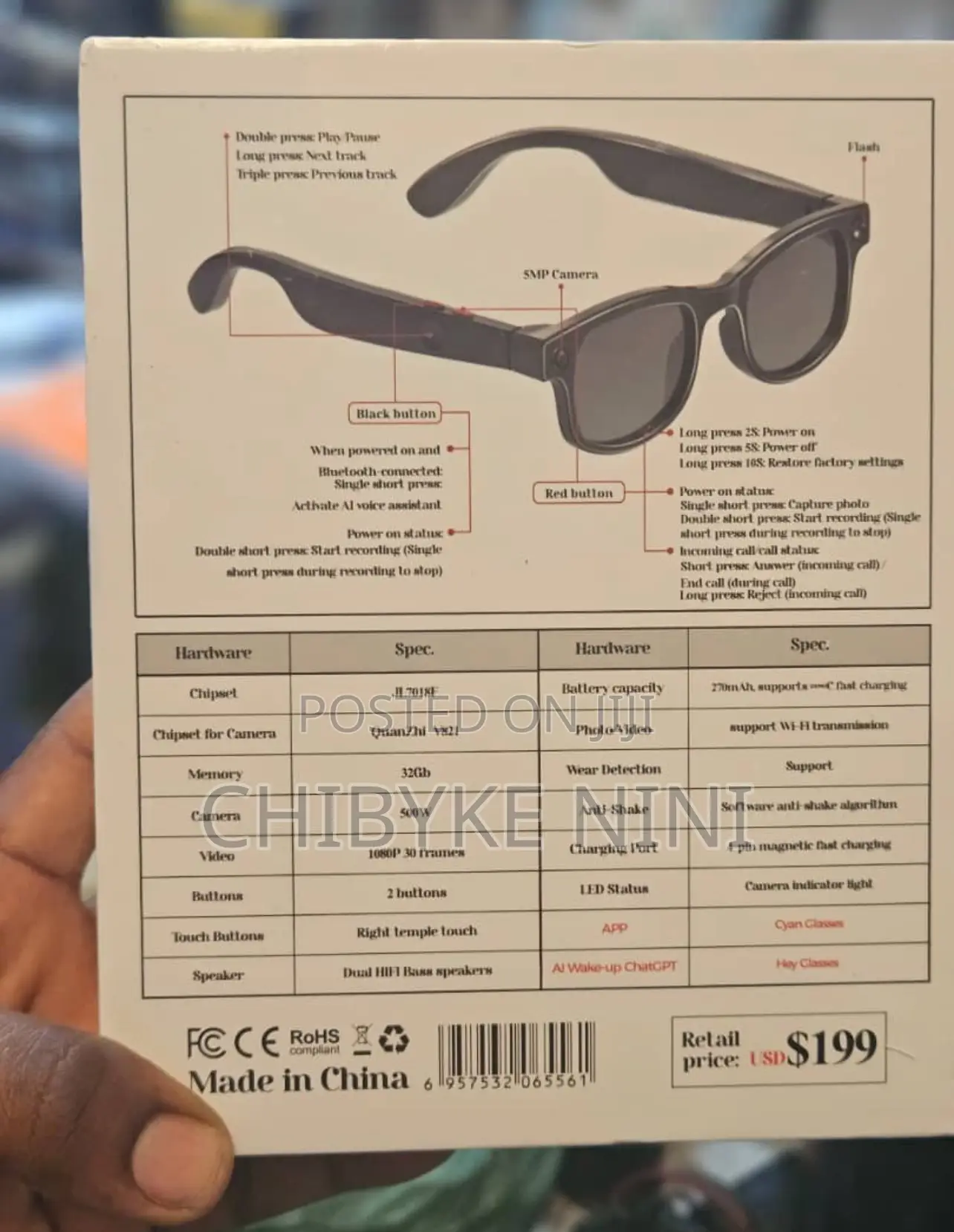 Ai Smart Glasses With Camera 5 Mega Pixel
