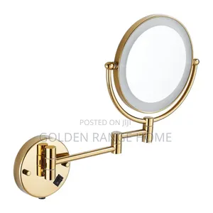 Wall Mount Gold Magnifying Mirror With Led