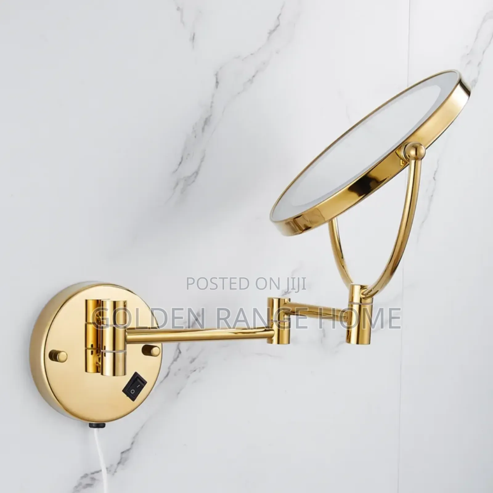 Wall Mount Gold Magnifying Mirror With Led