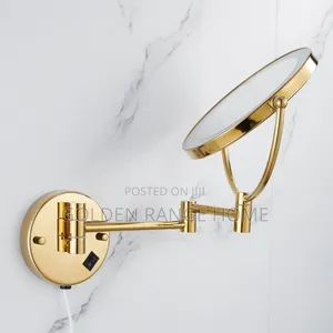 Wall Mount Gold Magnifying Mirror With Led