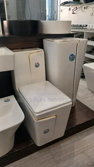 Uk White Wc With Gold Line Basin