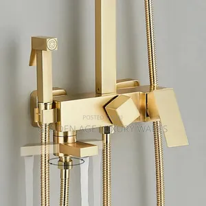 Square Brush Gold Shower Set