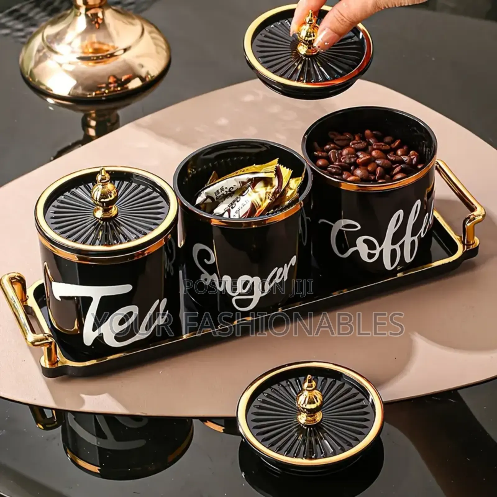 Black TSC Acrylic Storage Canisters and Organiser