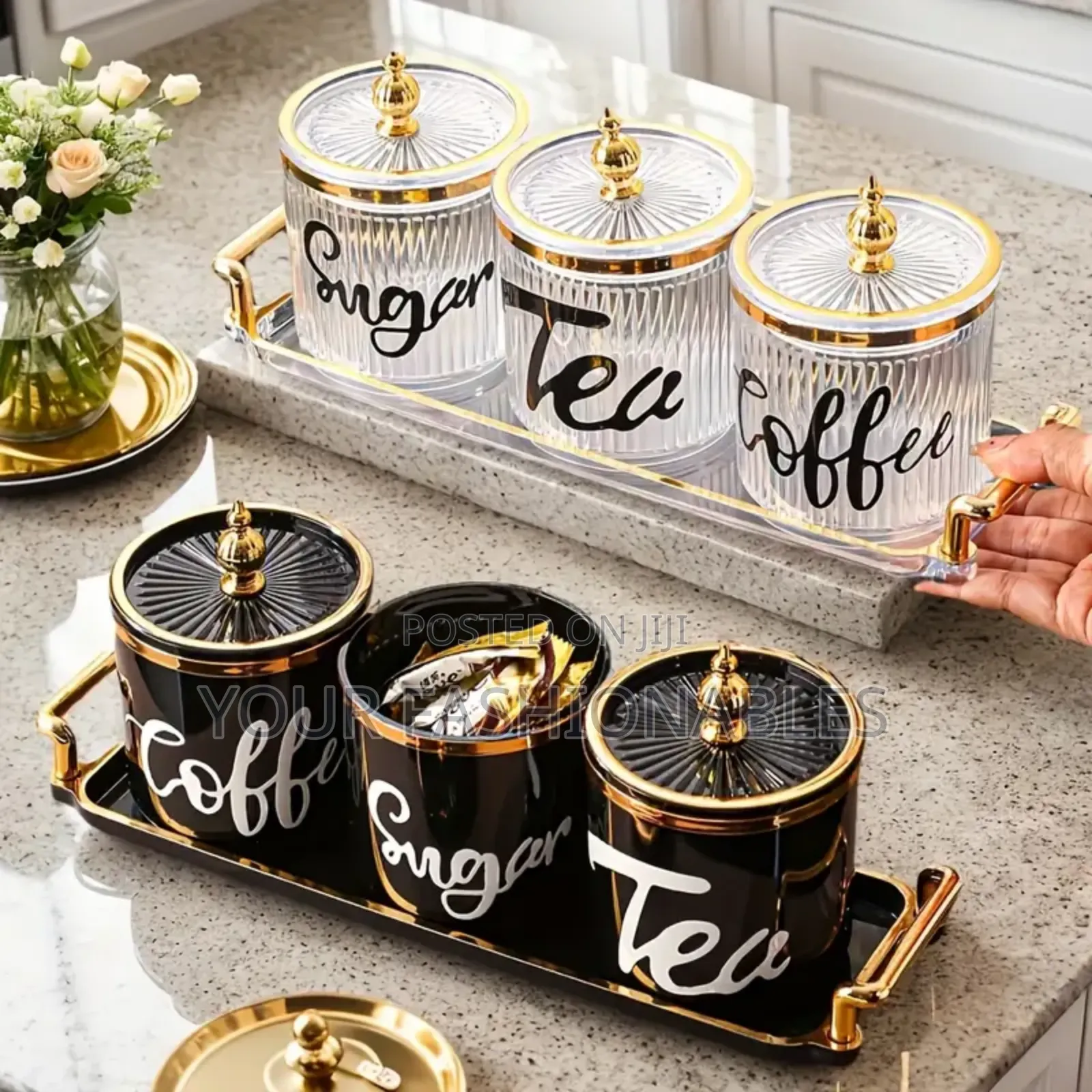 Black TSC Acrylic Storage Canisters and Organiser