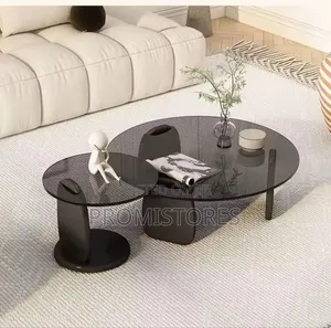 80x50cm Luxury Aesthetic Modern Round Glass Centre Table /Solid Wood