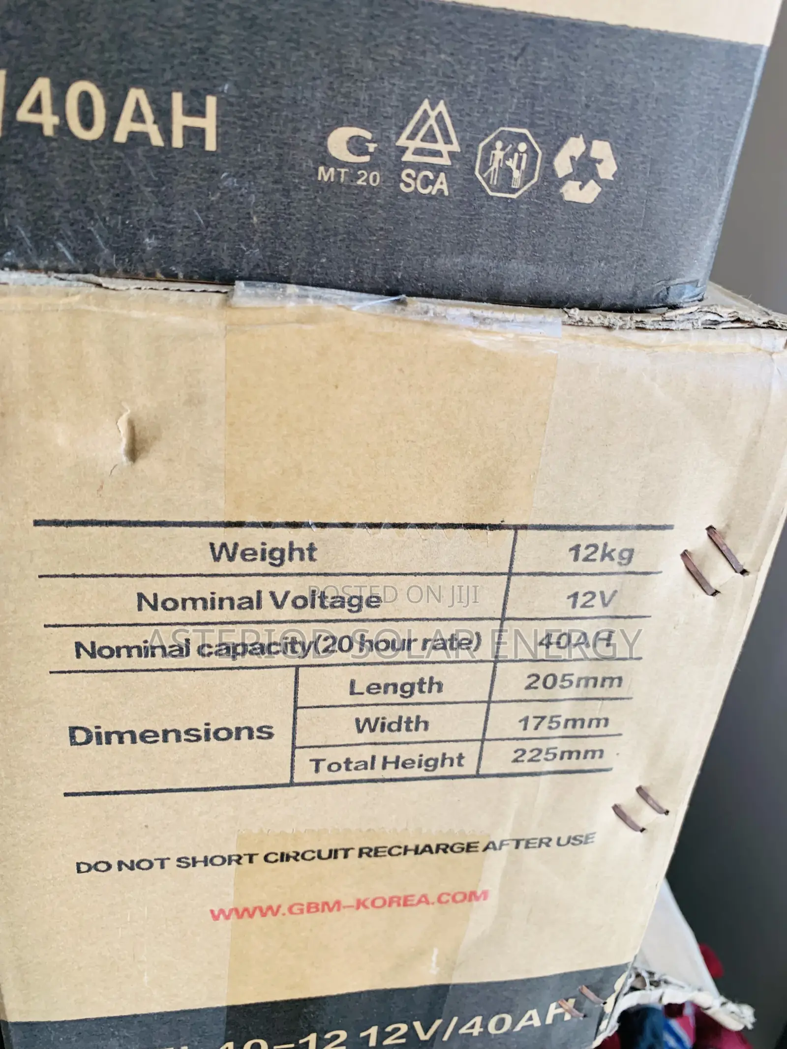 40ahms 12volts GBM Dey Cell Battery