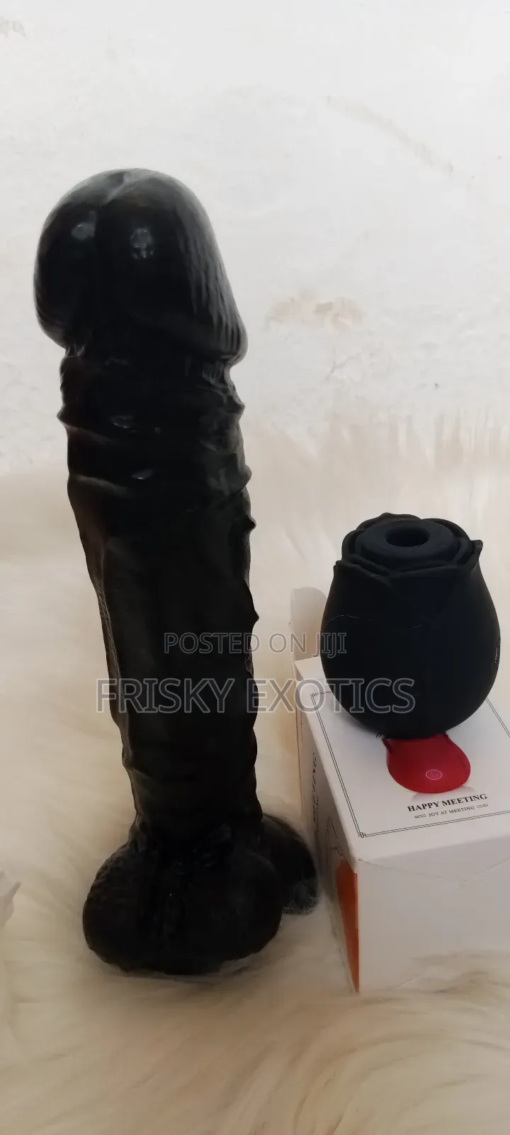 10inches Black Dildo With Black Rose Clit Sucker