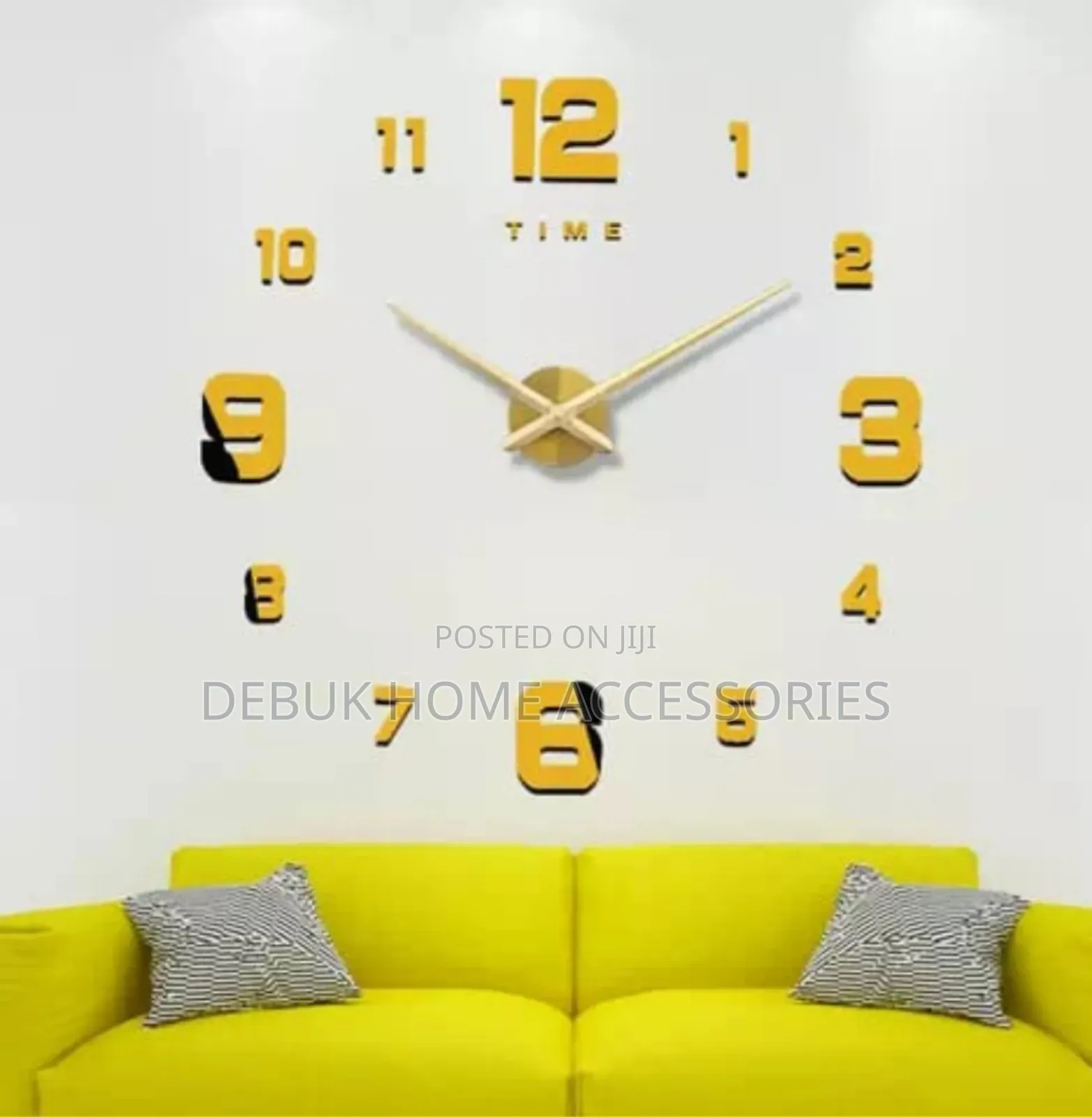 Gold Diy Wall Clock (3d)120cm