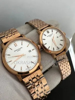 Patek Philippe Flat Rose Gold Chain Watch for Couple's